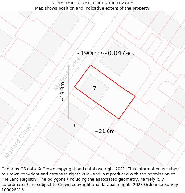 7, MALLARD CLOSE, LEICESTER, LE2 8DY: Plot and title map