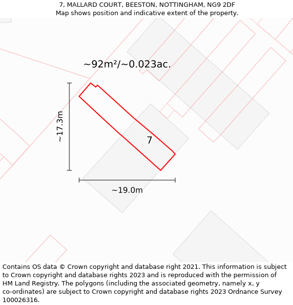 7, MALLARD COURT, BEESTON, NOTTINGHAM, NG9 2DF: Plot and title map