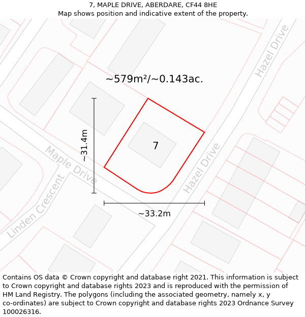 7, MAPLE DRIVE, ABERDARE, CF44 8HE: Plot and title map