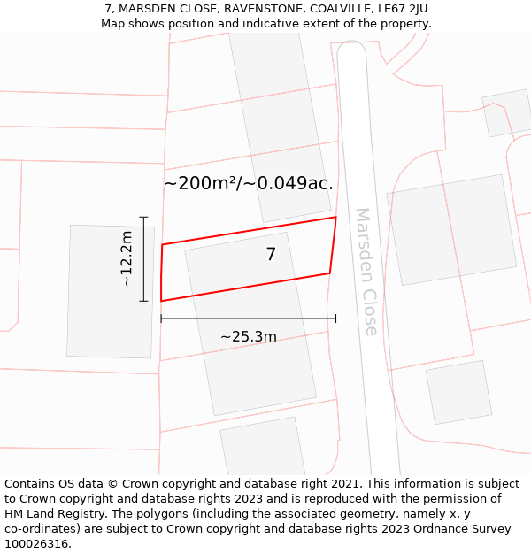 7, MARSDEN CLOSE, RAVENSTONE, COALVILLE, LE67 2JU: Plot and title map