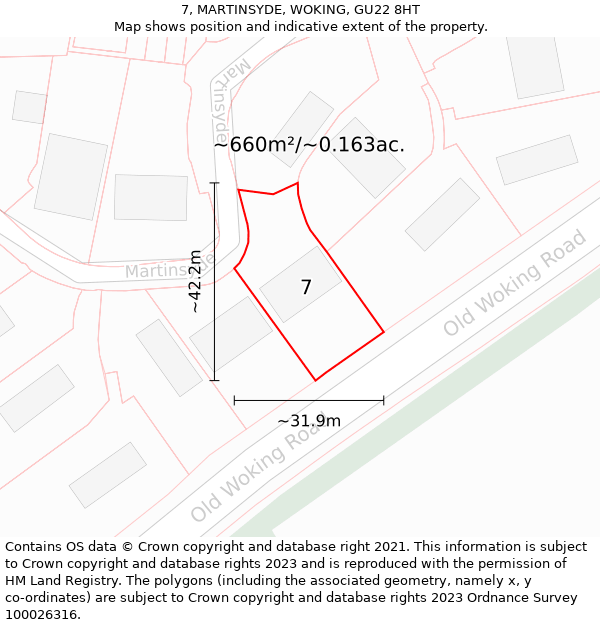 7, MARTINSYDE, WOKING, GU22 8HT: Plot and title map