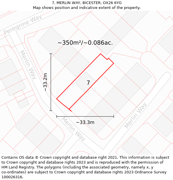 7, MERLIN WAY, BICESTER, OX26 6YG: Plot and title map