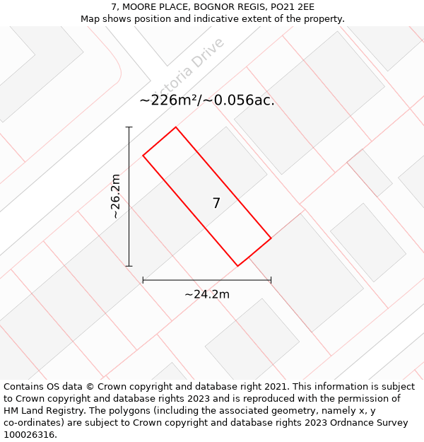 7, MOORE PLACE, BOGNOR REGIS, PO21 2EE: Plot and title map