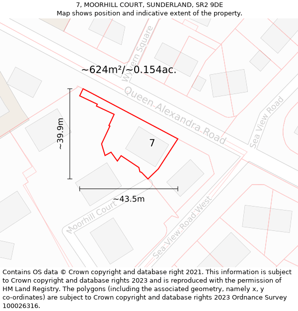 7, MOORHILL COURT, SUNDERLAND, SR2 9DE: Plot and title map