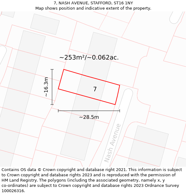 7, NASH AVENUE, STAFFORD, ST16 1NY: Plot and title map
