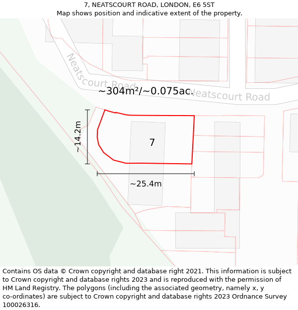 7, NEATSCOURT ROAD, LONDON, E6 5ST: Plot and title map