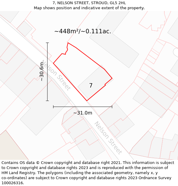 7, NELSON STREET, STROUD, GL5 2HL: Plot and title map