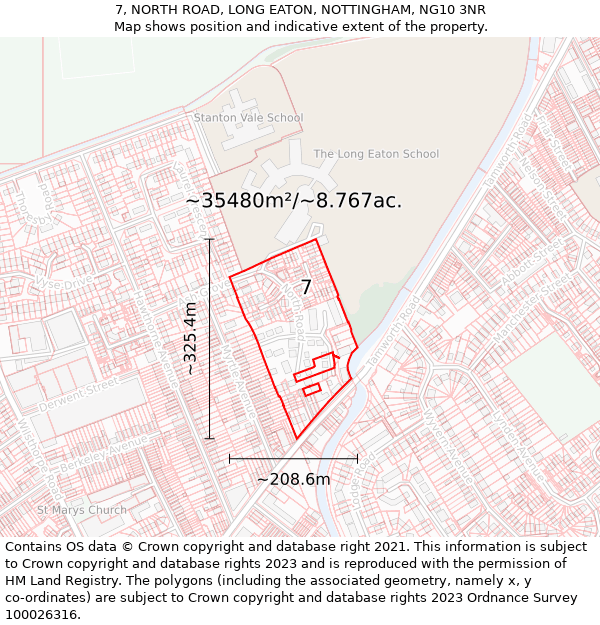 7, NORTH ROAD, LONG EATON, NOTTINGHAM, NG10 3NR: Plot and title map