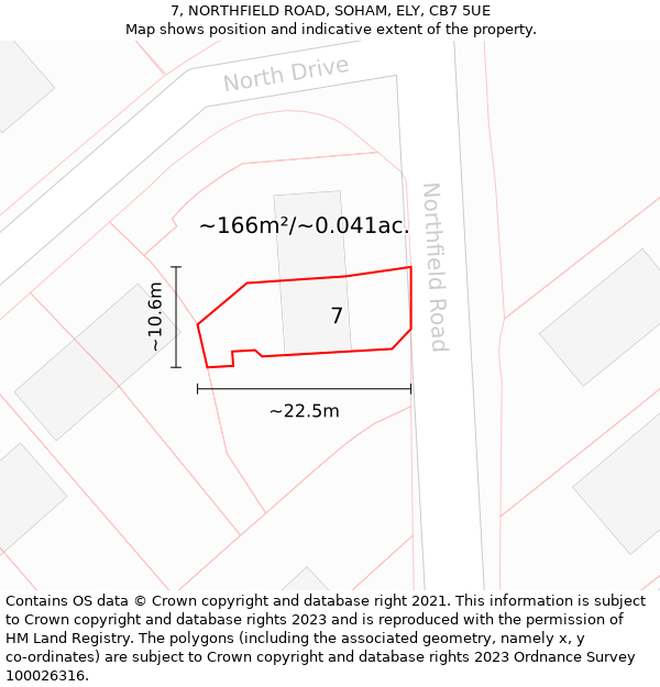 7, NORTHFIELD ROAD, SOHAM, ELY, CB7 5UE: Plot and title map