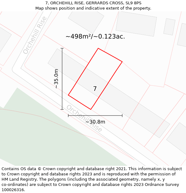 7, ORCHEHILL RISE, GERRARDS CROSS, SL9 8PS: Plot and title map