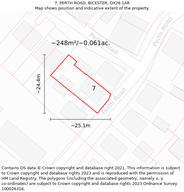 7, PERTH ROAD, BICESTER, OX26 1AR: Plot and title map