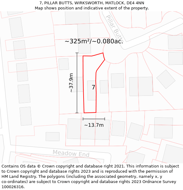 7, PILLAR BUTTS, WIRKSWORTH, MATLOCK, DE4 4NN: Plot and title map