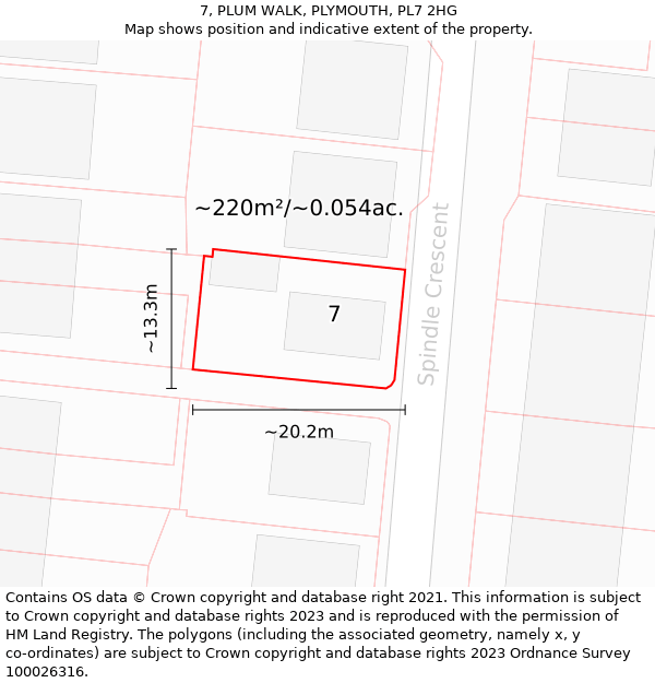 7, PLUM WALK, PLYMOUTH, PL7 2HG: Plot and title map