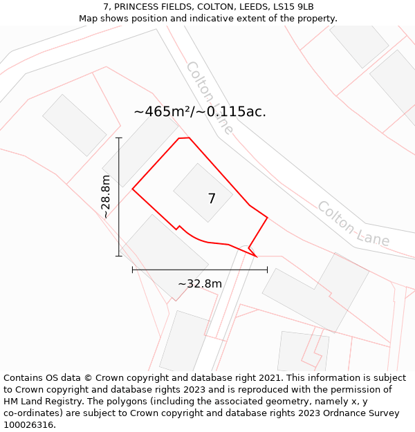 7, PRINCESS FIELDS, COLTON, LEEDS, LS15 9LB: Plot and title map