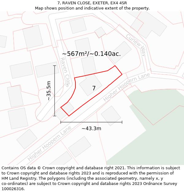 7, RAVEN CLOSE, EXETER, EX4 4SR: Plot and title map