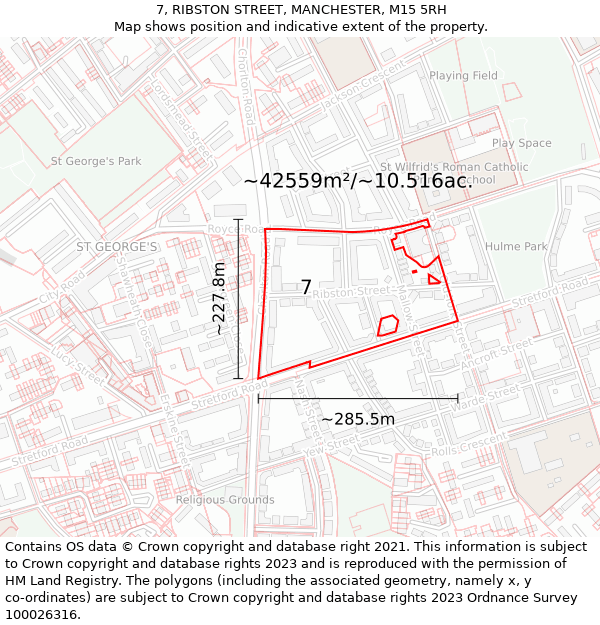 7, RIBSTON STREET, MANCHESTER, M15 5RH: Plot and title map