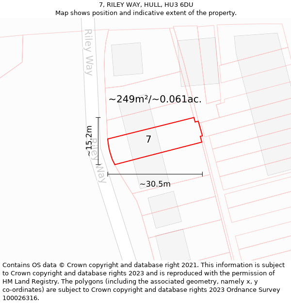 7, RILEY WAY, HULL, HU3 6DU: Plot and title map