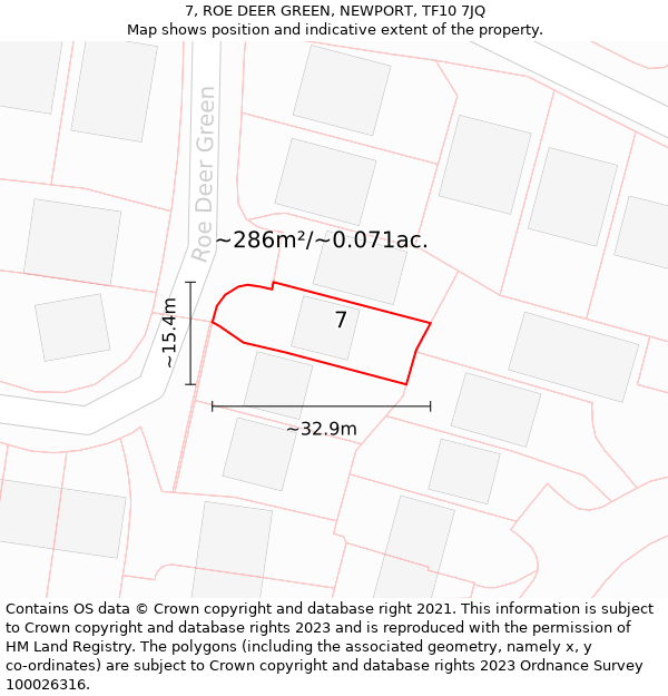 7, ROE DEER GREEN, NEWPORT, TF10 7JQ: Plot and title map