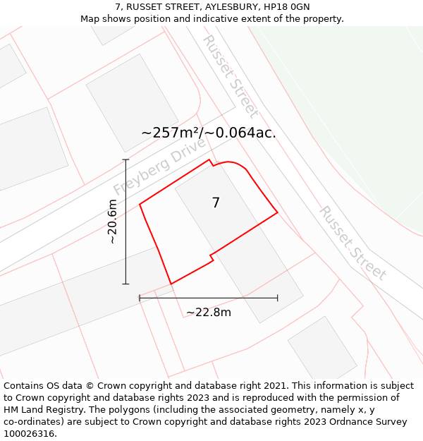 7, RUSSET STREET, AYLESBURY, HP18 0GN: Plot and title map