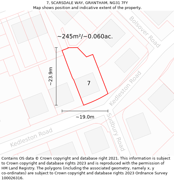 7, SCARSDALE WAY, GRANTHAM, NG31 7FY: Plot and title map
