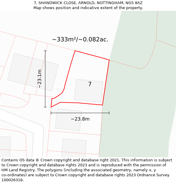 7, SHANDWICK CLOSE, ARNOLD, NOTTINGHAM, NG5 8AZ: Plot and title map