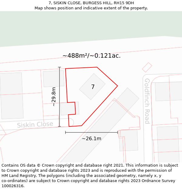 7, SISKIN CLOSE, BURGESS HILL, RH15 9DH: Plot and title map