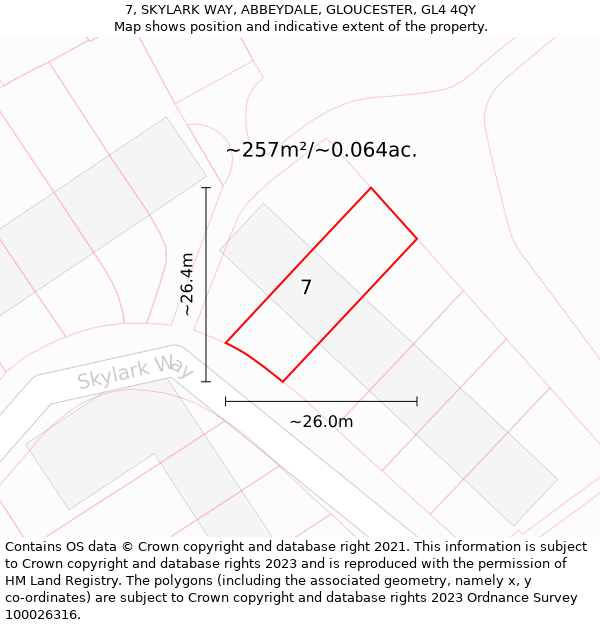 7, SKYLARK WAY, ABBEYDALE, GLOUCESTER, GL4 4QY: Plot and title map