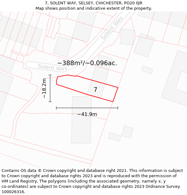 7, SOLENT WAY, SELSEY, CHICHESTER, PO20 0JR: Plot and title map