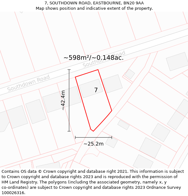 7, SOUTHDOWN ROAD, EASTBOURNE, BN20 9AA: Plot and title map