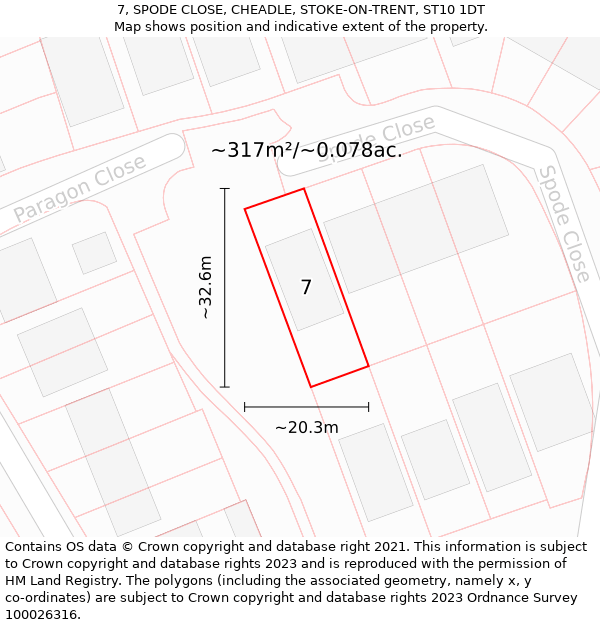 7, SPODE CLOSE, CHEADLE, STOKE-ON-TRENT, ST10 1DT: Plot and title map