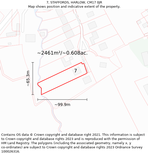 7, STAFFORDS, HARLOW, CM17 0JR: Plot and title map