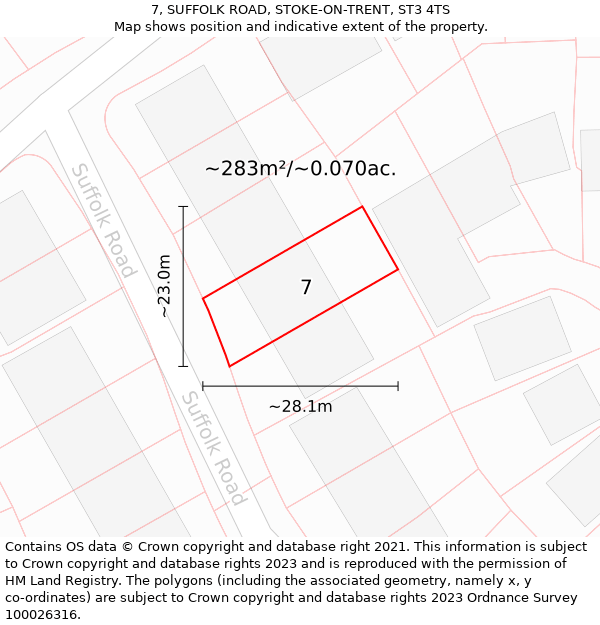 7, SUFFOLK ROAD, STOKE-ON-TRENT, ST3 4TS: Plot and title map