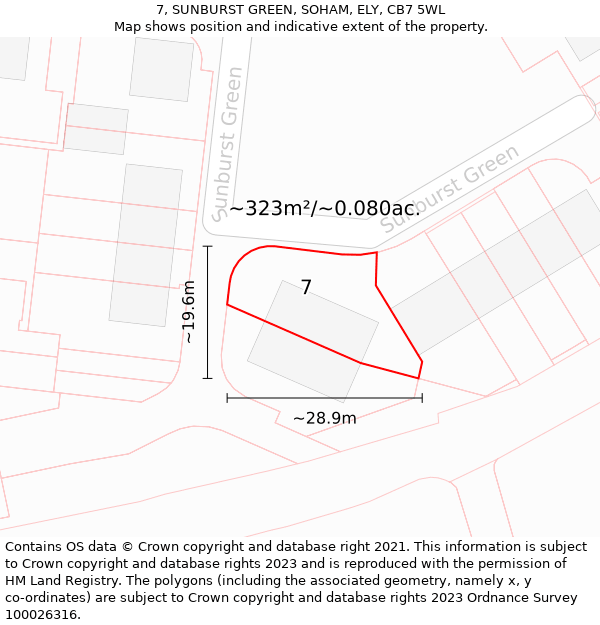 7, SUNBURST GREEN, SOHAM, ELY, CB7 5WL: Plot and title map