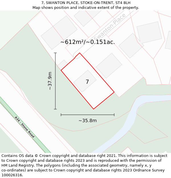 7, SWANTON PLACE, STOKE-ON-TRENT, ST4 8LH: Plot and title map