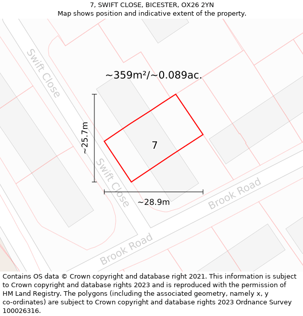 7, SWIFT CLOSE, BICESTER, OX26 2YN: Plot and title map