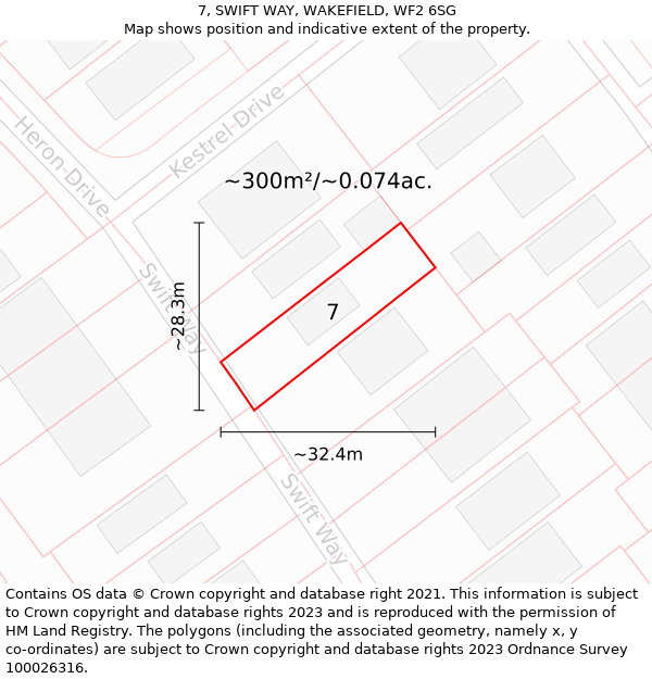 7, SWIFT WAY, WAKEFIELD, WF2 6SG: Plot and title map