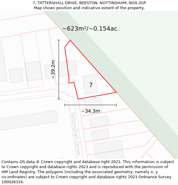 7, TATTERSHALL DRIVE, BEESTON, NOTTINGHAM, NG9 2GP: Plot and title map