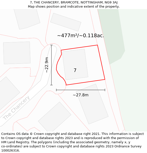 7, THE CHANCERY, BRAMCOTE, NOTTINGHAM, NG9 3AJ: Plot and title map