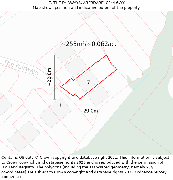 7, THE FAIRWAYS, ABERDARE, CF44 6WY: Plot and title map