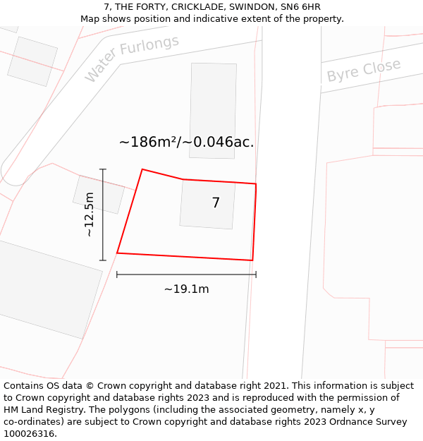 7, THE FORTY, CRICKLADE, SWINDON, SN6 6HR: Plot and title map