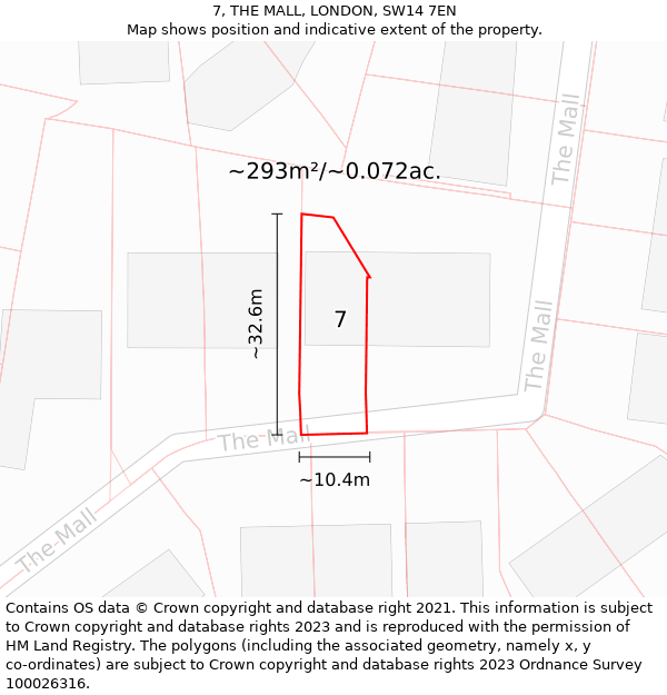 7, THE MALL, LONDON, SW14 7EN: Plot and title map