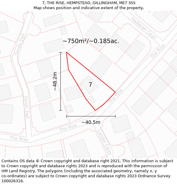 7, THE RISE, HEMPSTEAD, GILLINGHAM, ME7 3SS: Plot and title map