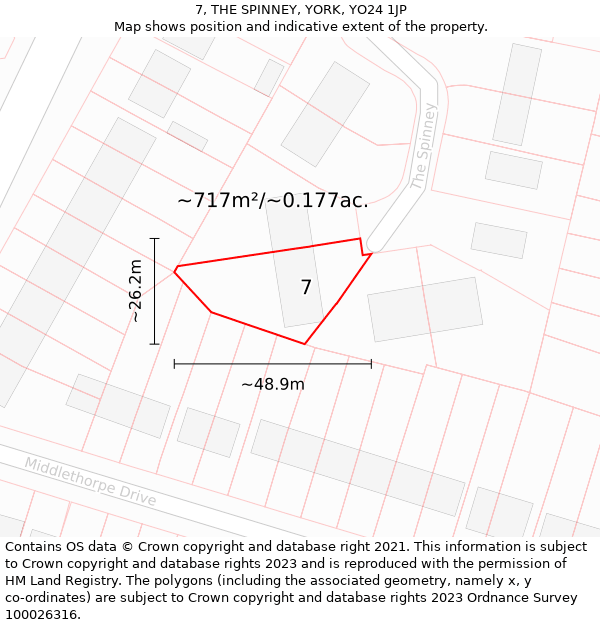 7, THE SPINNEY, YORK, YO24 1JP: Plot and title map