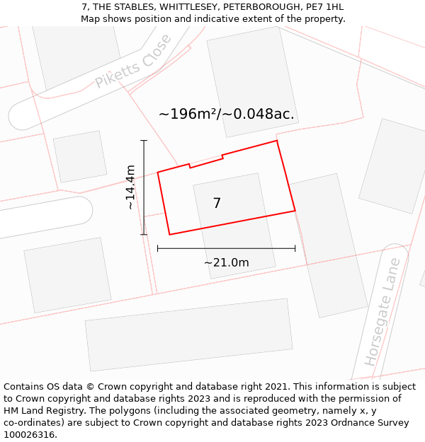 7, THE STABLES, WHITTLESEY, PETERBOROUGH, PE7 1HL: Plot and title map