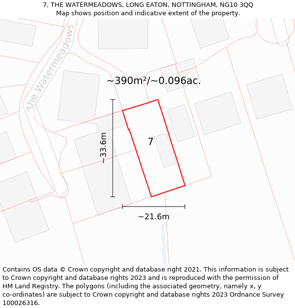 7, THE WATERMEADOWS, LONG EATON, NOTTINGHAM, NG10 3QQ: Plot and title map