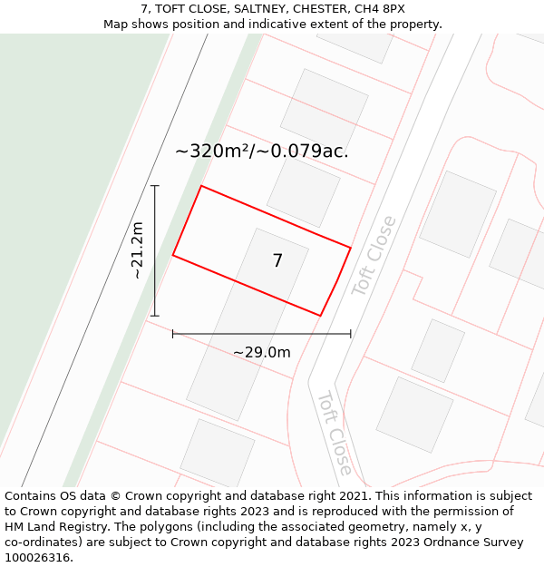 7, TOFT CLOSE, SALTNEY, CHESTER, CH4 8PX: Plot and title map