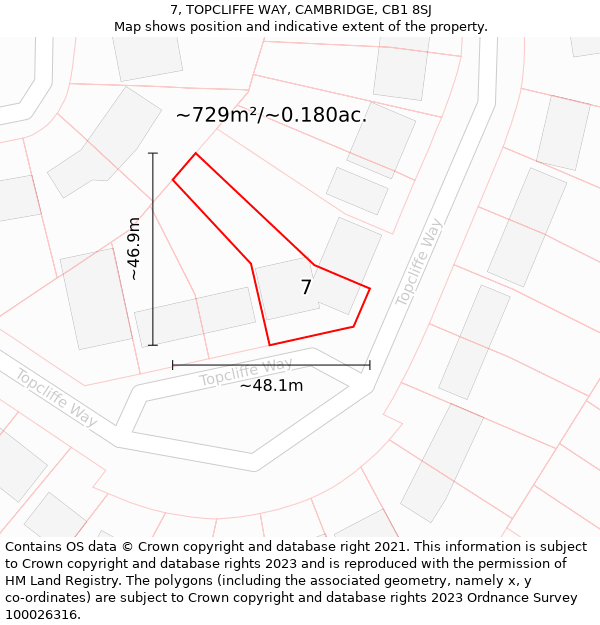 7, TOPCLIFFE WAY, CAMBRIDGE, CB1 8SJ: Plot and title map