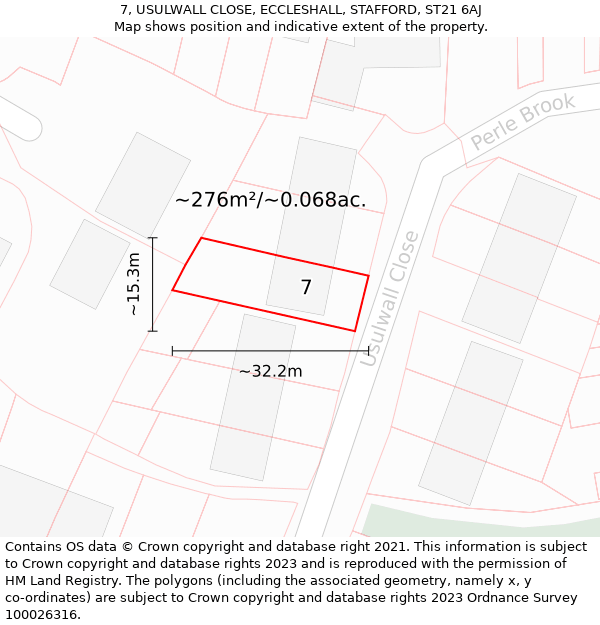 7, USULWALL CLOSE, ECCLESHALL, STAFFORD, ST21 6AJ: Plot and title map