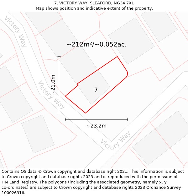 7, VICTORY WAY, SLEAFORD, NG34 7XL: Plot and title map