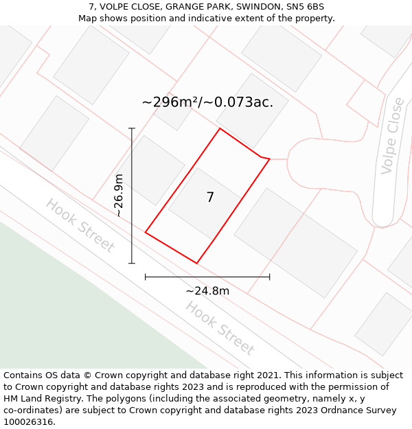 7, VOLPE CLOSE, GRANGE PARK, SWINDON, SN5 6BS: Plot and title map